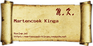 Martencsek Kinga névjegykártya
